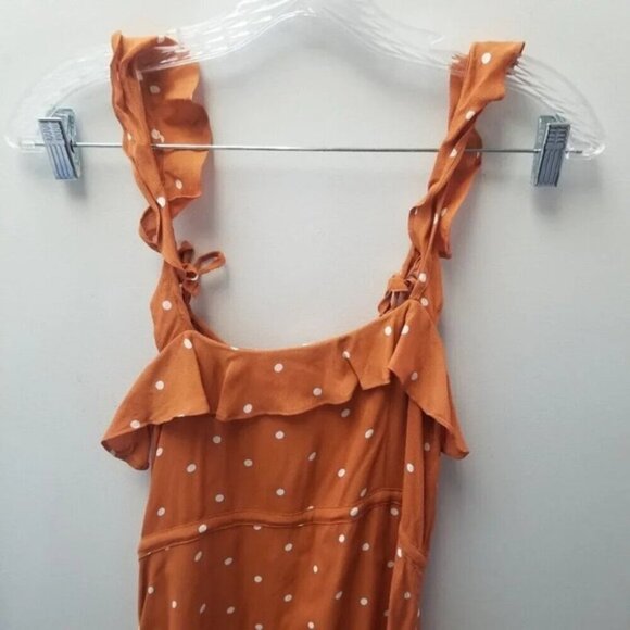 For Love and Lemons Natalia Midi Polka Dot Orange Saffron Dress XS - Picture 10 of 14